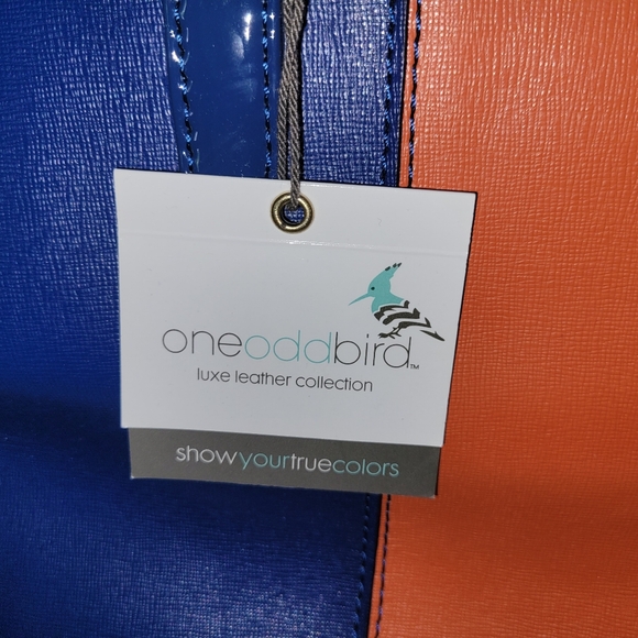 ONEODDBIRD The Lorikeet Saffiano Leather Handbag Navy/Orange, BENEFITS AUTISM - Picture 7 of 9